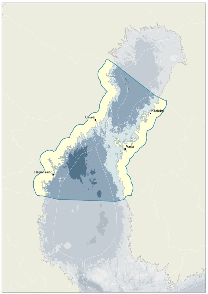 The map shows ECOnnect's project area on the Gulf of Bothnia.